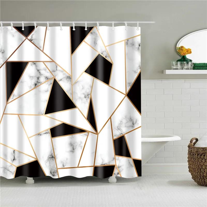 Waterproof Shower Curtains for Bathroom Home Decor Polyester Fabric Shower Curtains Geometric Pattern Multi-size Shower Curtains