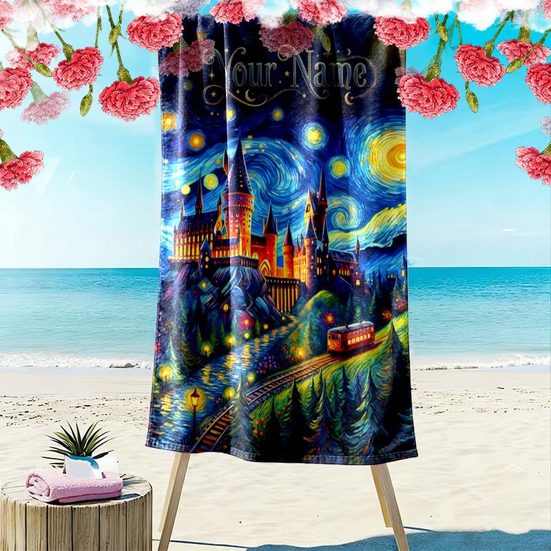 Name Custom Painting Art Print Beach Towel, Large Soft Quick Dry Towel for Beach Camping Swimming