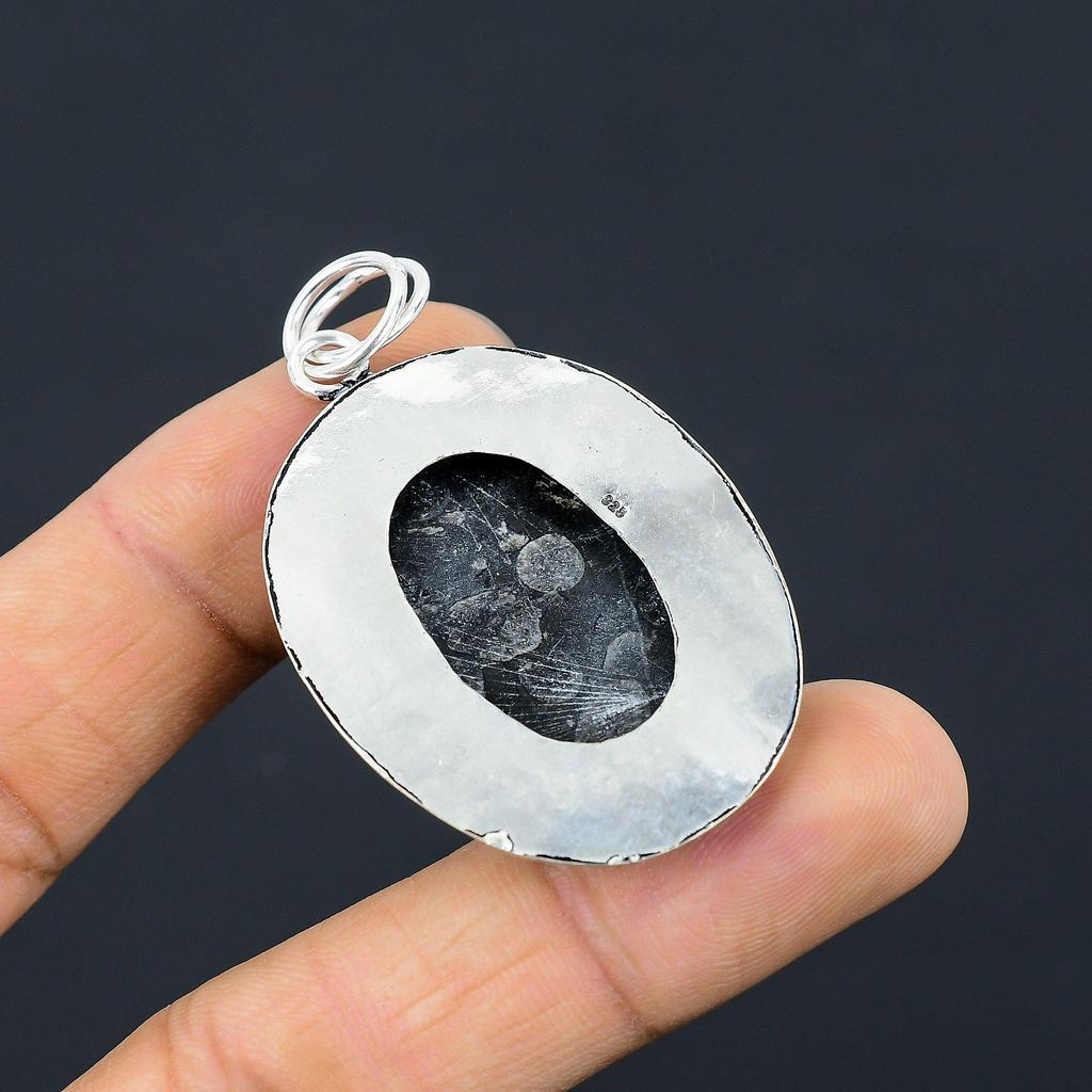 Daughters Day Deal Sterling Silver Natural Black Fossil Coral Pendant Jewelry