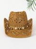 Bohemian Shell Hollow Out Straw Cowboy Hat For Women Summer Beach Vacation