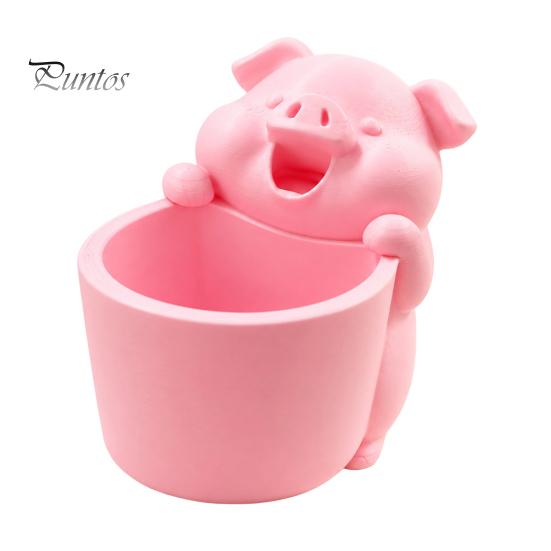 Large Capacity Pencil Holder 3D Printed Cute Piggy Storage Pot, Cartoon Pig Shaped Pen Holder, Makeup Brush Cup for Vanity Organizer, Multifunctional