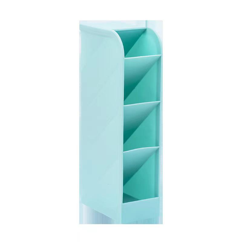 Transparent Slanted Pen & Makeup Brush Holder with Four Grids
