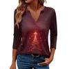 Women's Casual Fashionable Sexy Comfortable V-Neck Christmas Three-Quarter Sleeve Top