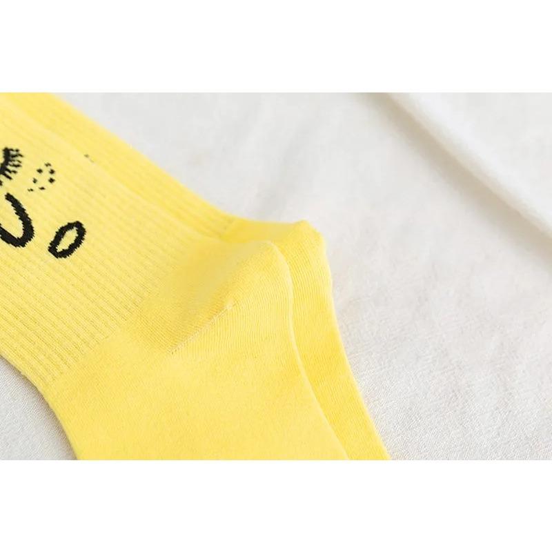 3 Paar Socken Damensocken Wadensocken Koreanische Socken mit schrulligem Ausdruck Cartoon-Trendsocken im College-Stil