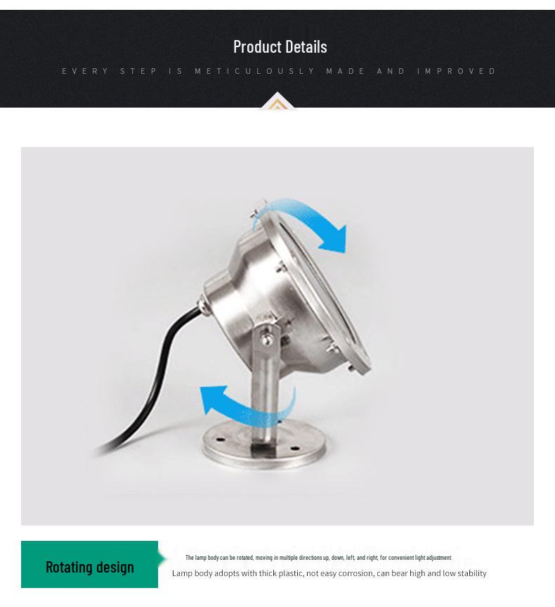 Edelstahl Bunte LED Unterwasserleuchte für Pools, Aquarien und Außenlandschaften