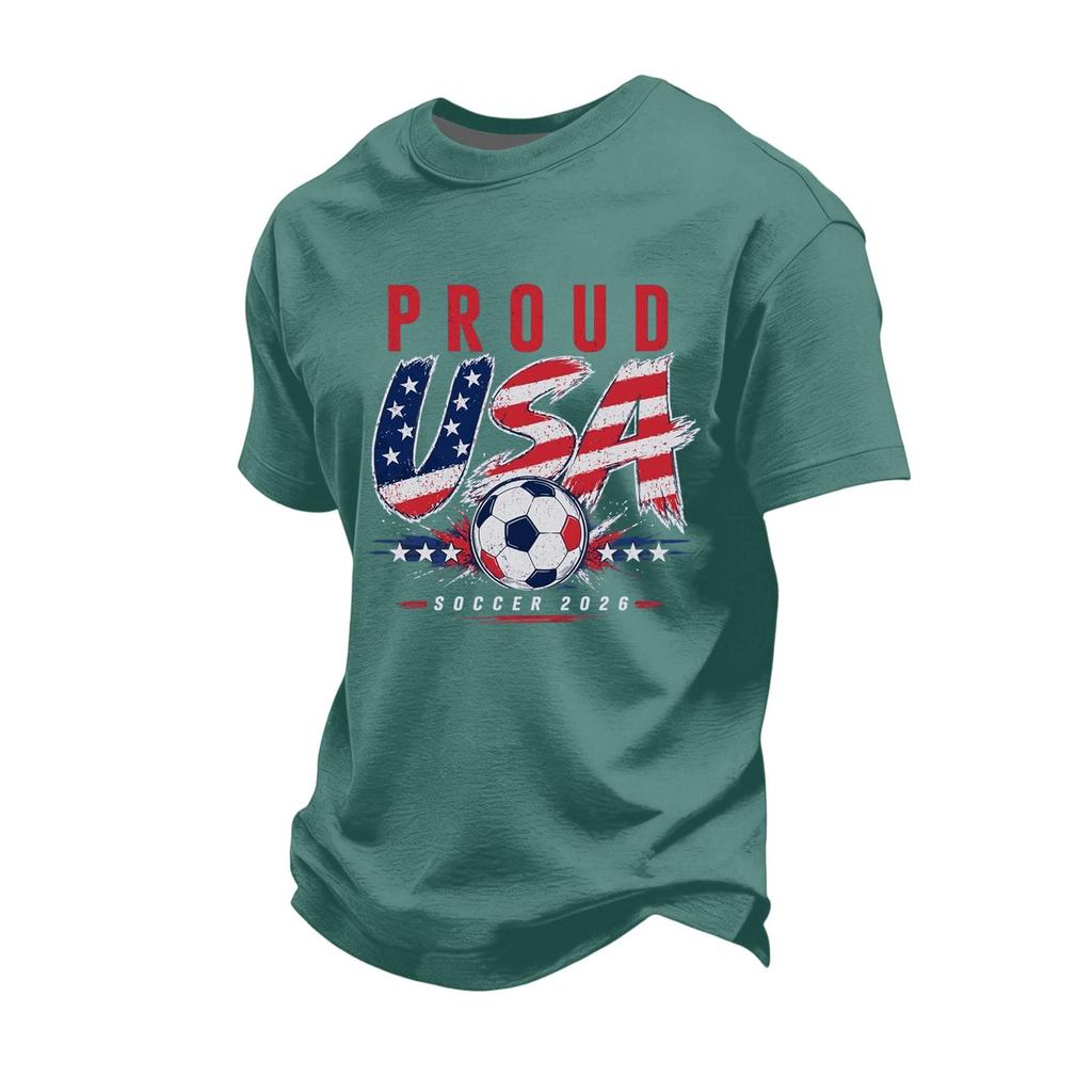 Men's Soccer Graphic Short Sleeve T-Shirt Loose Fit Casual Team Support Top