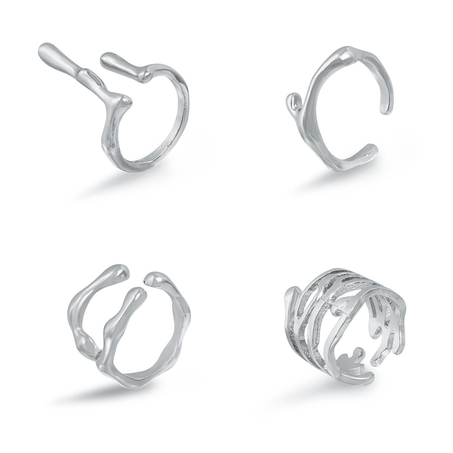 

European and American jewelry fashion irregular lava adjustable plain ring women s personality versatile open live ring