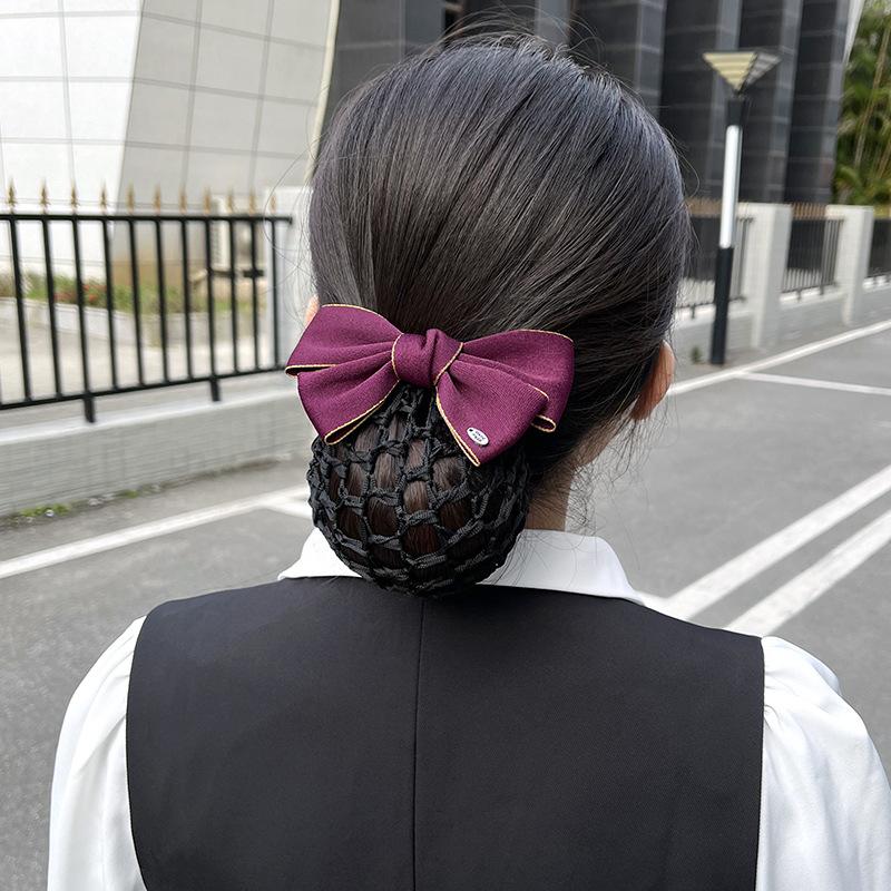 Head Flower Female Vocational Nurse Hairnet Bank Flight Attendant Special Disc Hair Net Pocket Bow Hairpin Tooling Headdress