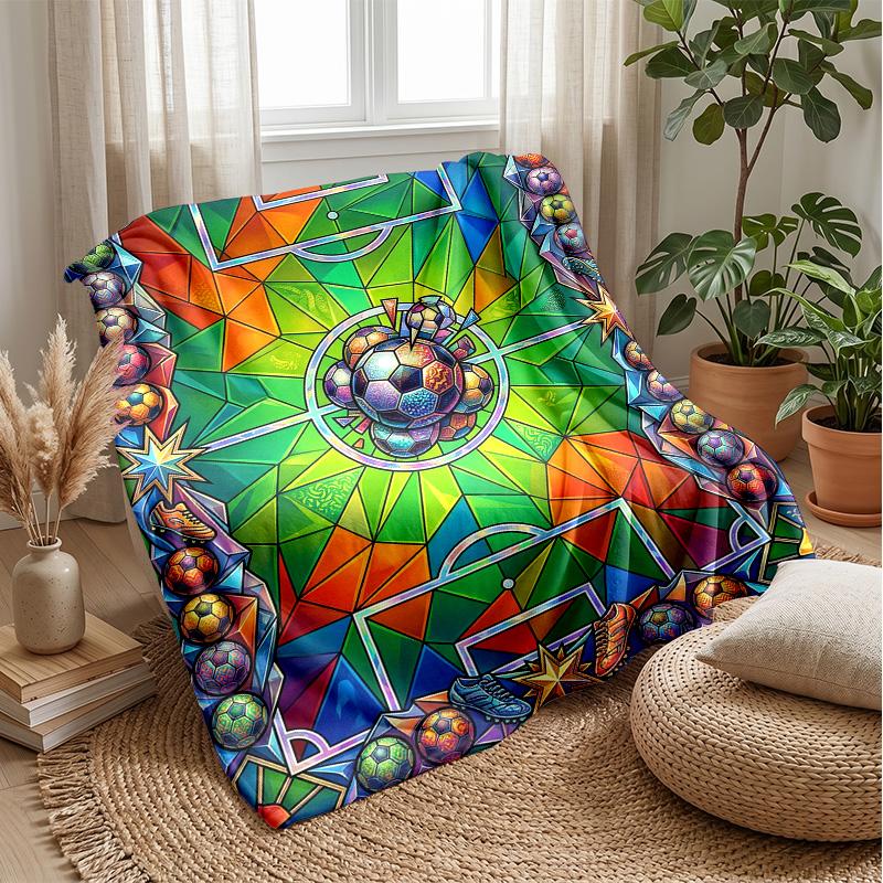 Soccer Field Artwork Theme blanket Lightweight Warm Flannel Blanket Decorative Throw Blanket for Home Decoration