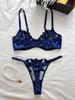 2 Piece Floral Embroidery Sexy Lingerie Set Women Thin Transparent Bralette Lace Push Up Bra Panty