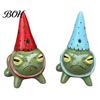 Handmade Frog Sculpture Miniature Figurine, Little Statue with A Party Hat, Decorative Resin Ornament for Outdoor Garden Courtyard Whimsical Decor