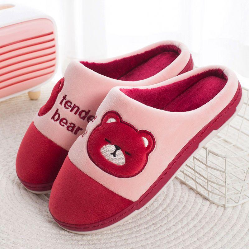Cotton Slippers Autumn and Winter Thick-bottomed Large-size Home Indoor Warm Soft-bottomed Plush Slippers