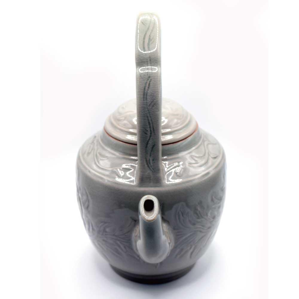 Tea Ceremony Celadon Carved Water Peony Arabesque Hozan Utensils, Jug, Design, Unrin-in Temple,