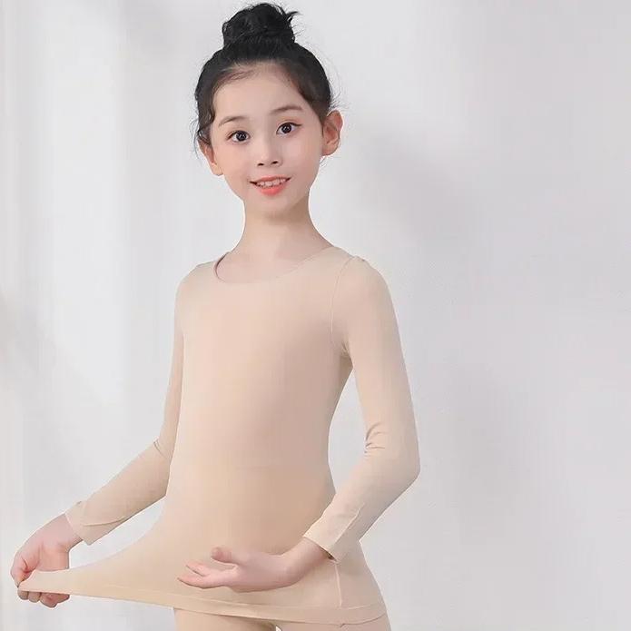 Girls Ballet Base Shirt Flesh Colored Tight Dance Wear for Kids White Practice Top Performance Outfit