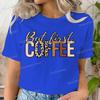 Gift For Coffee Lover Printed Tshirt But First Coffee Leopard Print Tshirt Crew Neck Leopard Coffee Graphic T Shirt For Unisex