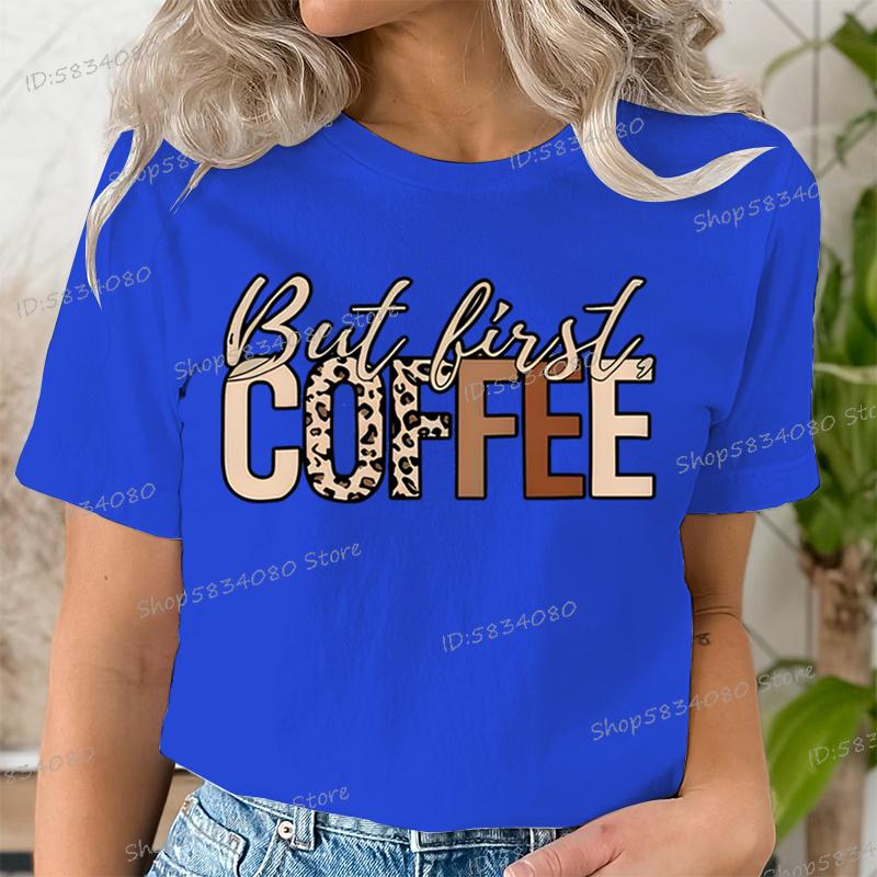 Gift For Coffee Lover Printed Tshirt But First Coffee Leopard Print Tshirt Crew Neck Leopard Coffee Graphic T Shirt For Unisex