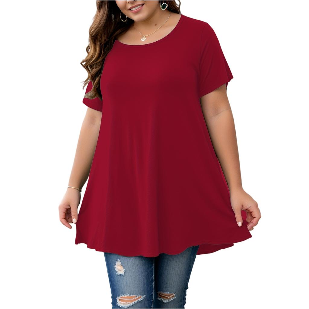 Women's Plus-Size Fashionable Casual Loose-Fit Short-Sleeve Top