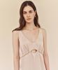 LEUNI Emma Satin Shirred Dress - Peach Beige