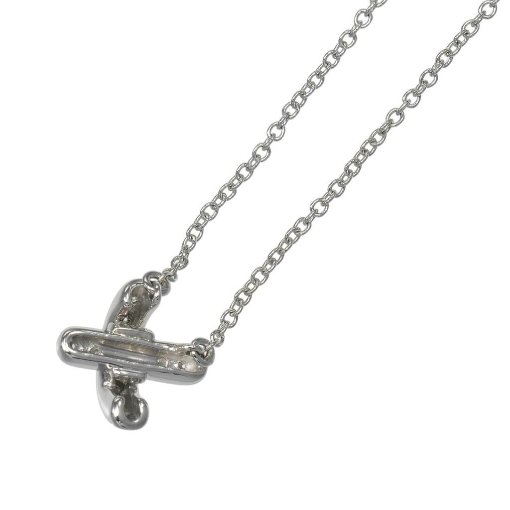 TIFFANY&Co. Cross-stitch Necklace Pt950Platinum/diamond 3.85g Women Used