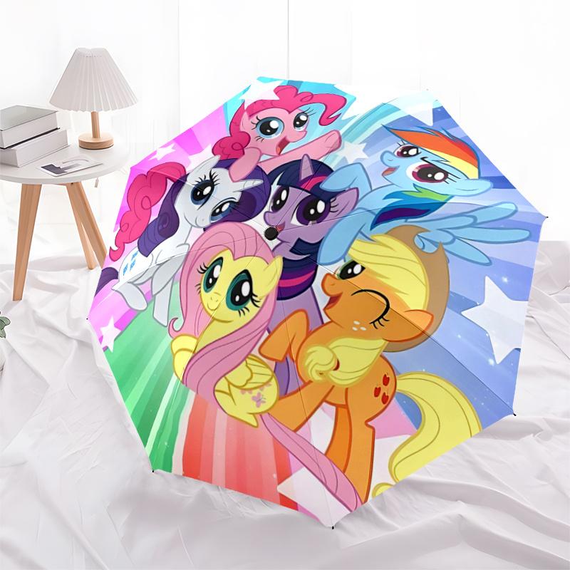 

1pc My Little Pony Automatic Open/CloseUmbrella-CuteUmbrella with Cute Design, Portable 3-Fold Compact Umbrella for Men & Women, Valentine s Day Mothe