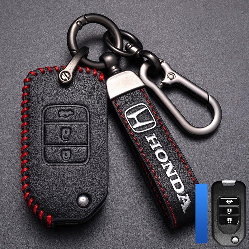 Leather Car Key Remote Cover Full Case Accessories For Honda Civic Accord HR-V CR-V CRV 11th 2022 2023 City Fit Odyssey Jade