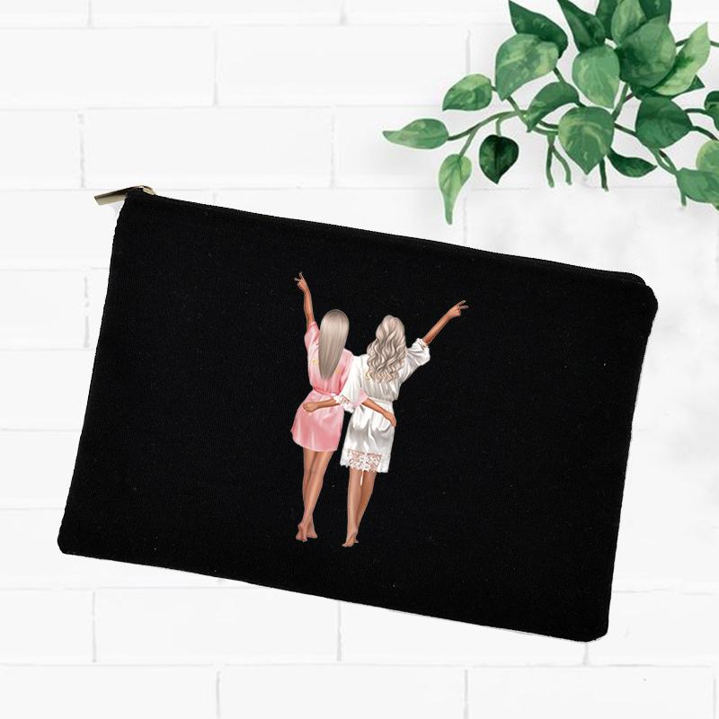 Best Friend Makeup Bag Women Cosmetic Bags Travel Toiletries Organizer Female Storage Make Up Case Purse Wedding Bridesmaid Gift