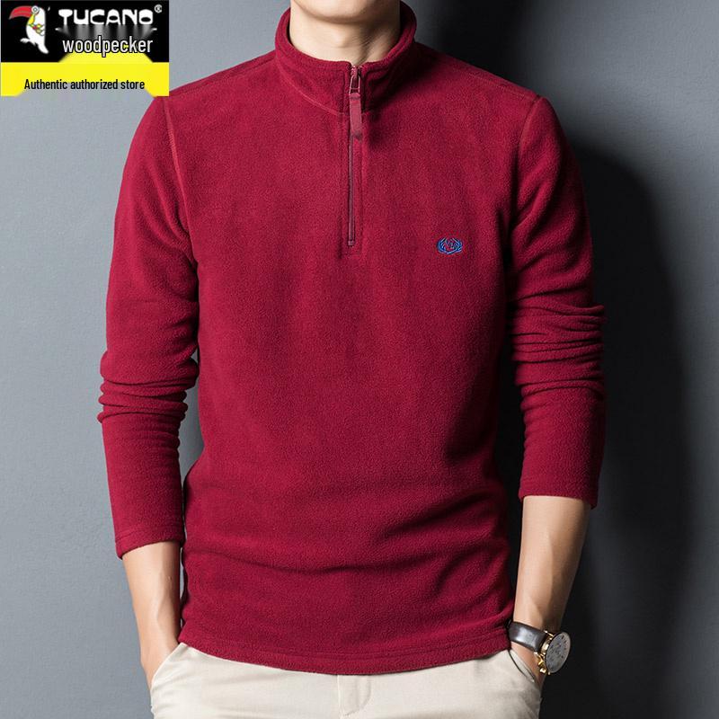 Men's Autumn/Winter Woodpecker Polartec Half-High Collar Zipper Fleece Hoodie