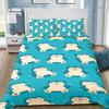 Kawaii Snorlax Bedding Set 3 Pieces Anime Pocket Monster Pattern Breathable Washable Bed Linen for Teens Kids