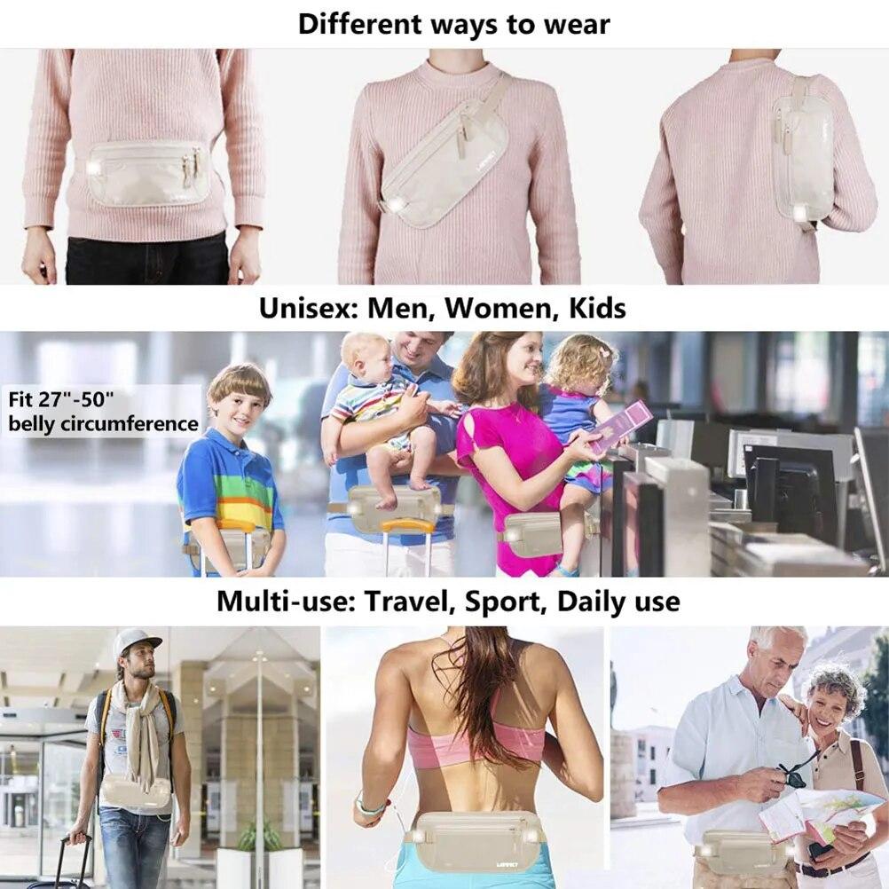 Pachete invizibile de călătorie în talie Husă pentru pașaport, cu bani, geantă de curea, portofel de securitate ascuns, geantă de călătorie pentru cadou, pachet pentru piept, geantă de bani pentru talie