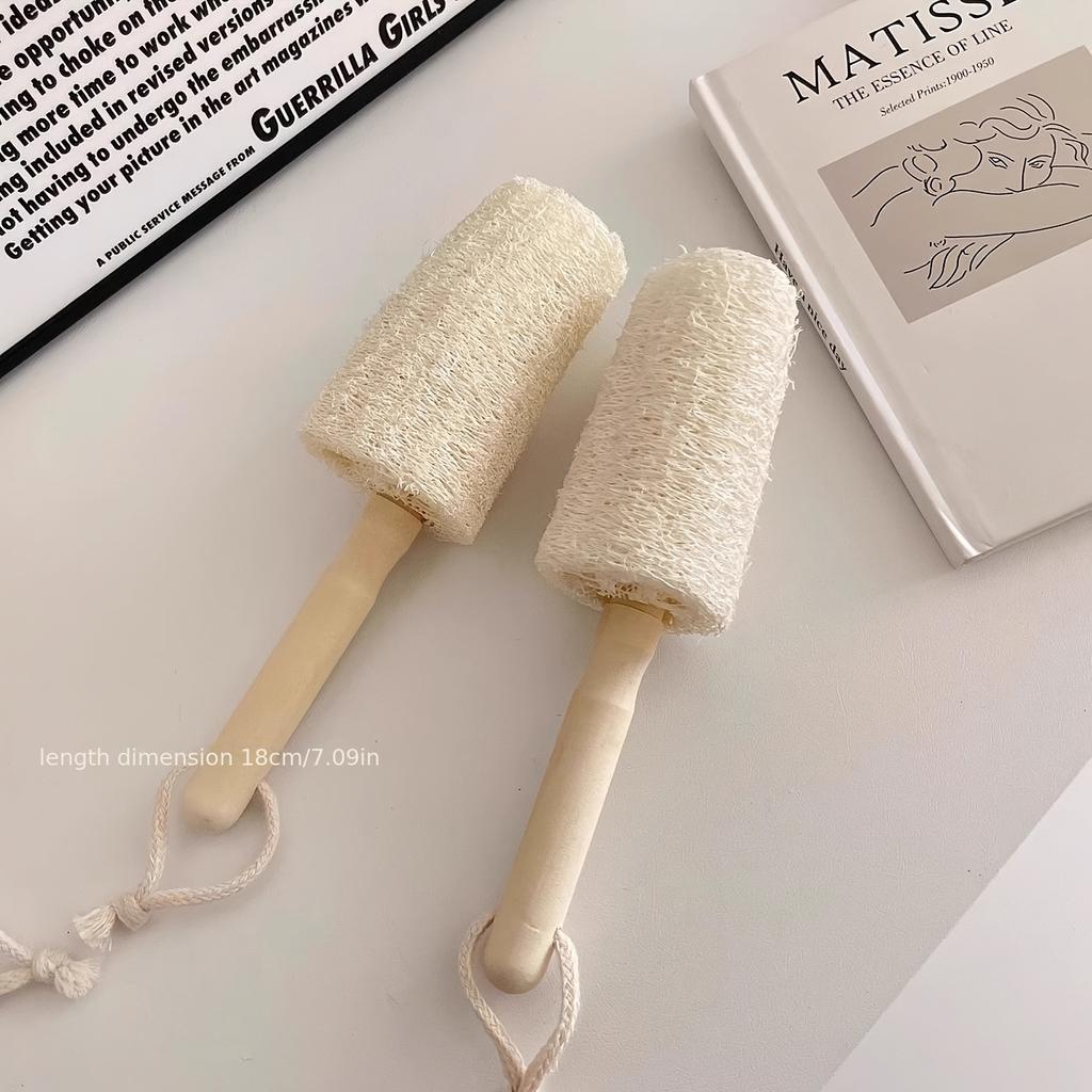 Wooden Handle Loofah Bottle Brush (1 Pc) - Eco-Friendly, Scratch-Free Cleaning with Hangable Kitchen Design