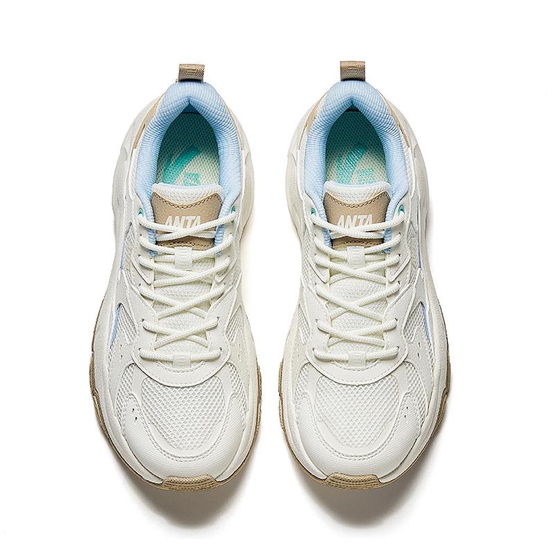 Anta Star Sea 2.0 Fashion Versatile Shock Absorbing Non-Slip Breathable Low-Top Dad Shoes Women Sneakers Ivory-White Light-Pink Blue 922538839-2