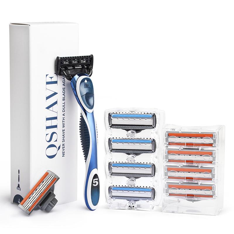 

Мужская бритва QShave Blue, 10 картриджей и 1 ручка (Лезвие 5шт X3, лезвие 5шт X5, ручка 1шт)