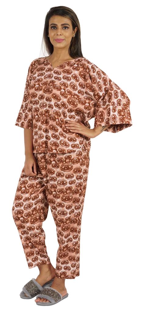 Phagun Women Loungewear 2Pcs Pajama Set Sleepwear Top & Pajama Asian