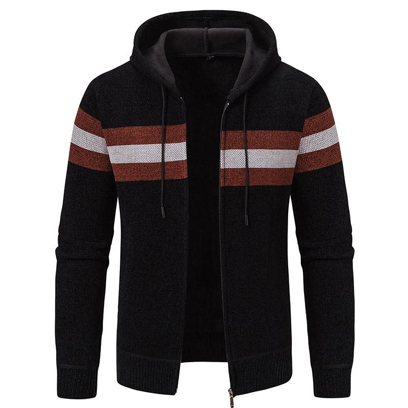 Cozy Up Herrenpullover, Strickjacke, Rippenstrick, normaler Strick, mit Kapuze, Warm-Ups, modern, zeitgenössisch, für den Alltag, zum Ausgehen