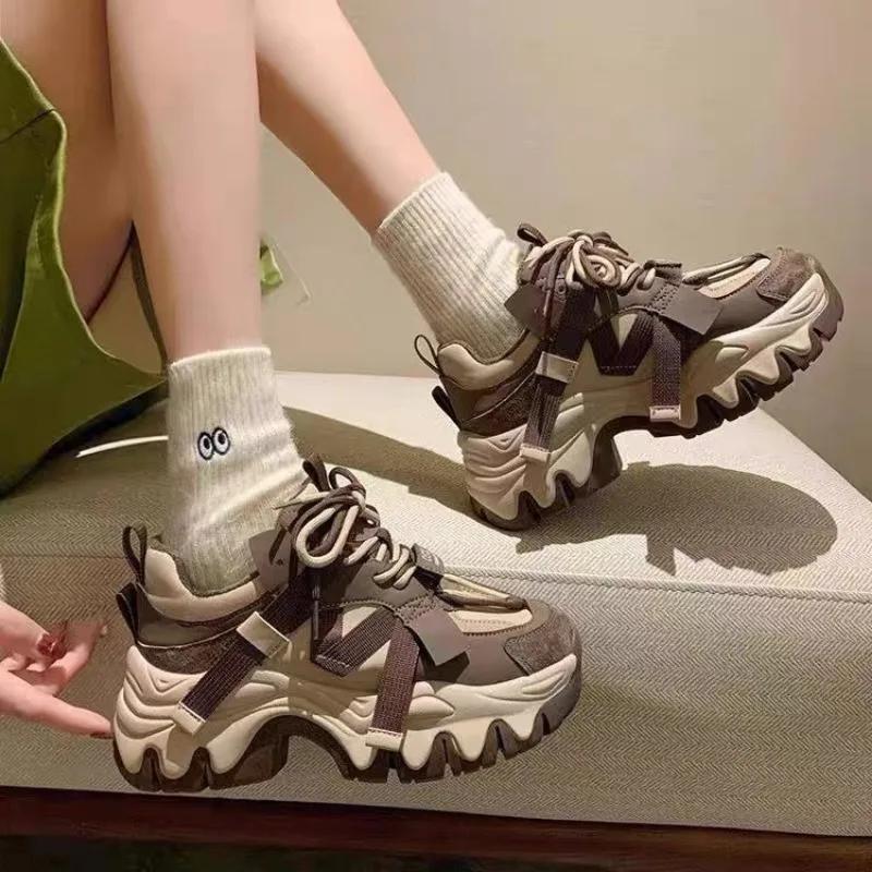 Fashion Womens Sport Shoe Women Chunky Platform Sneakers Woman Harajuku Sneaker Running Thick Soled Height Increasing Zapatos De Mujer