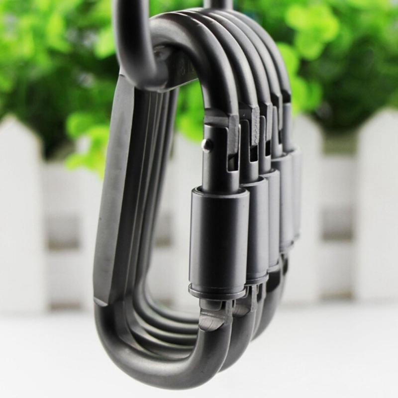 6Pcs Aluminum 20KG D Shape Carabiner Backpacking Climbing Buckles with Screw Gate For Safe Climbing Sport and Adventure