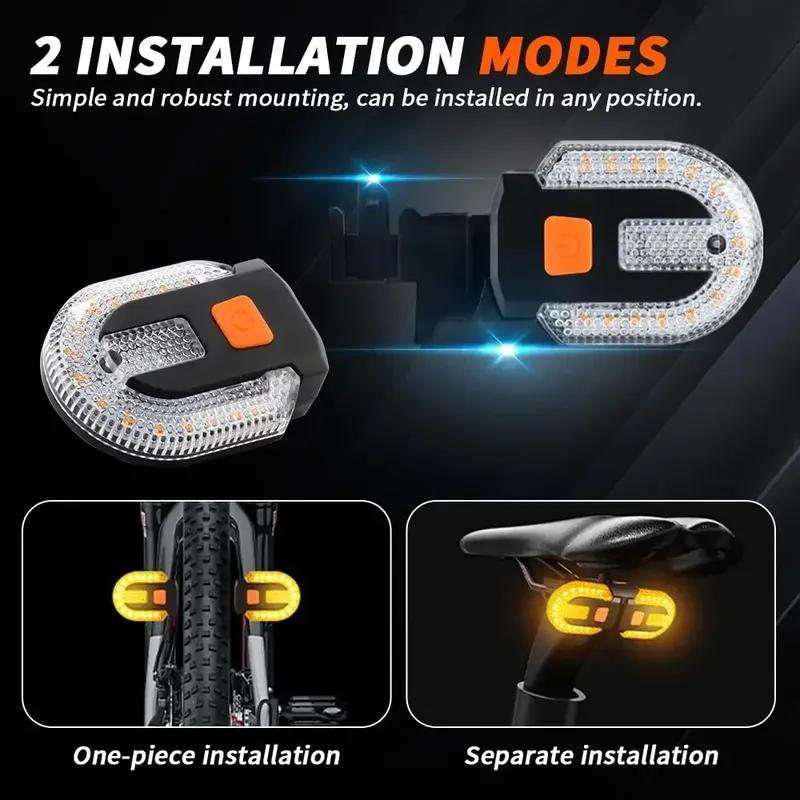 Bike Tail Light with Turn Signal, Split Bicycle Rear Lights, USB Rechargeable Turn Signal Bike Taillights Bike Light 5 Modes