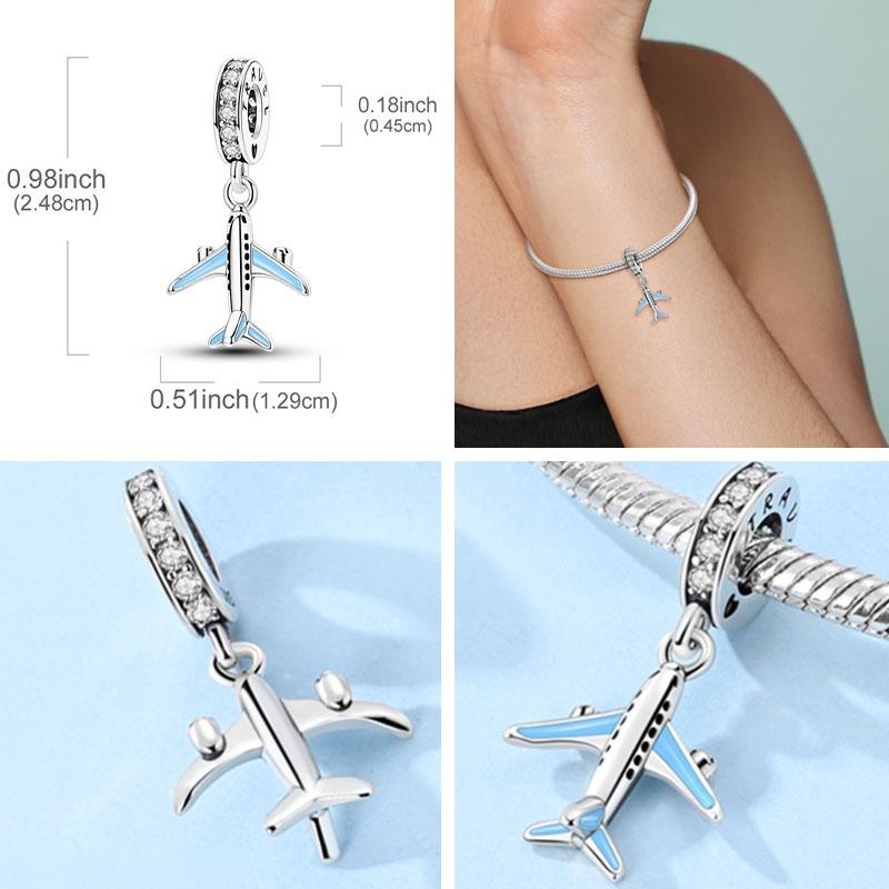 Original 925 Silber Charms Anhänger für DIY Schmuckherstellung Liebe Reisen Leben Perlen Armband Halskette Damen