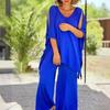 Women's Loose Boho Two Piece Set Casual Pullover Short Sleeve Top Wide Leg Pants Set Oversized Summer Outfits