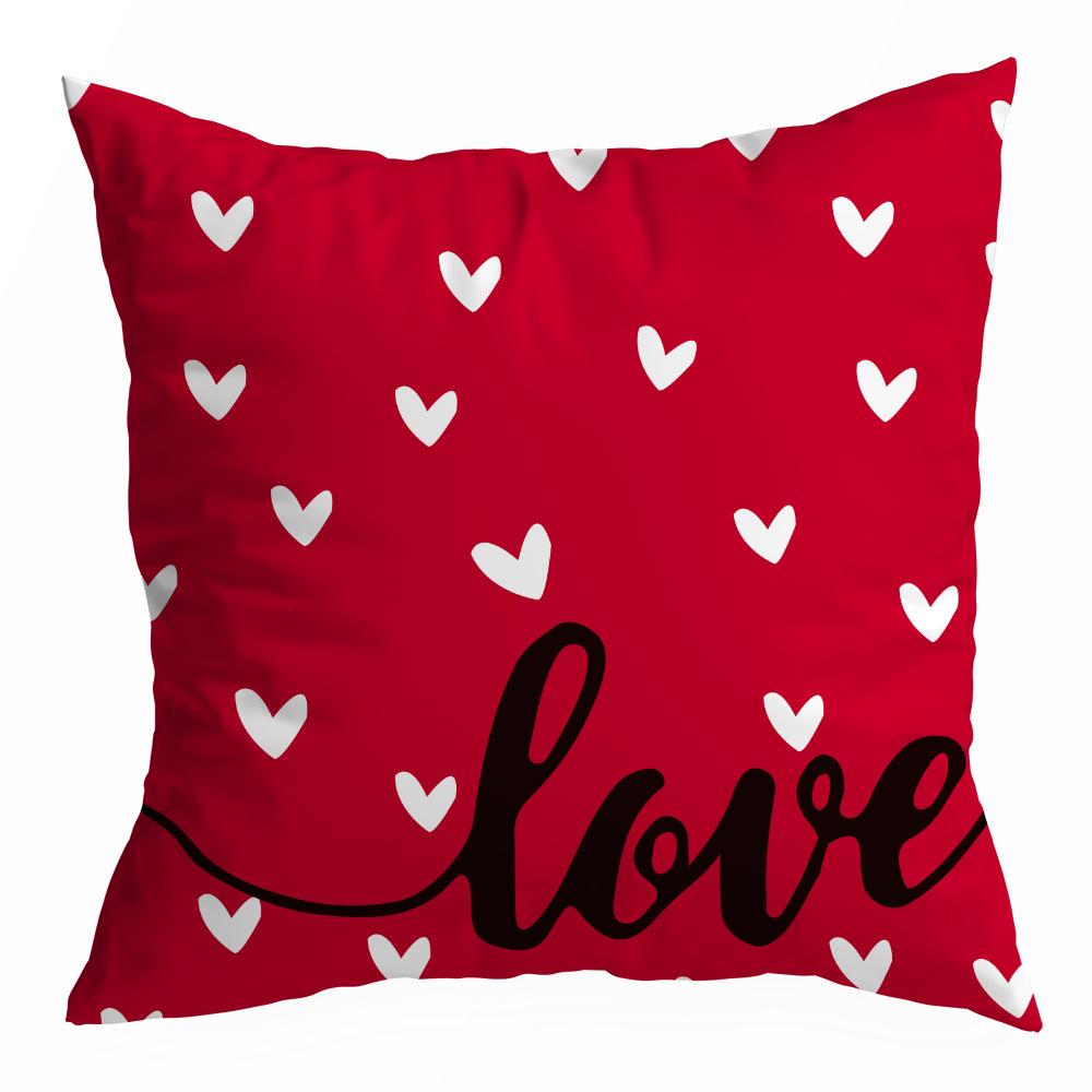 Valentine's Day Pillowcase, Peach Skin Velvet Heart Print Home Fabric Sofa Pillow, Car Waist and Back Cushion Cover