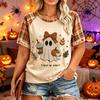 Women's Plus Size Casual Short Sleeve Neck T-Shirt with Halloween Print