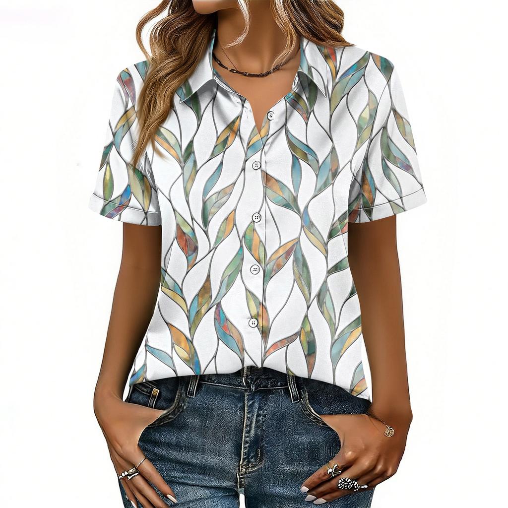 Dames satijnen blouse met korte mouwen, zijden tops, blouses met knoopsluiting, zakelijke casual outfits
