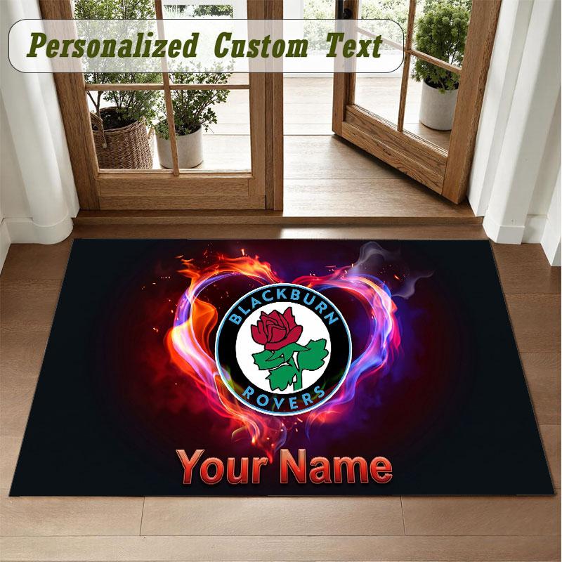 Crystal Velvet Square Rug Custom NameBlackburn Rovers FC Pattern Non Slip Home Floor Decor Rug