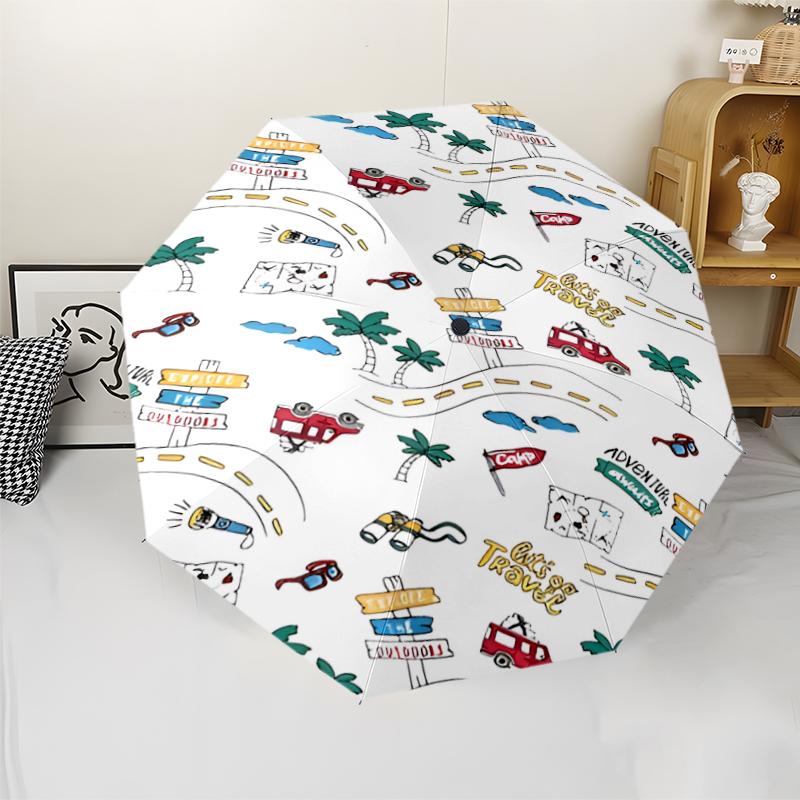 Cute Cars Theme Automatic Umbrella, Lightweight & Portable, 8 Rib, Perfect for Outdoor Travel, Birthdays, Christmas, Gifts.
