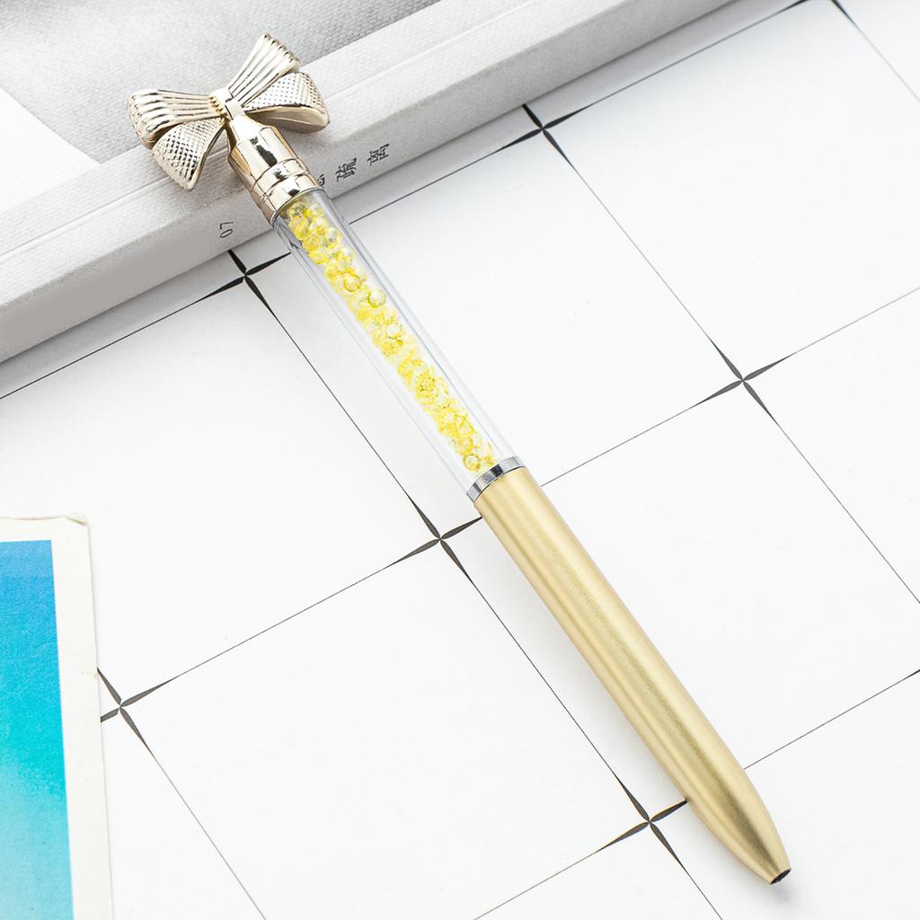 5Pcs Bow Ballpoint Pen Crystal Bead Signing Pen Twist Action Signature Pen 1.0MM Tip Write Smoohtly Business Gift Pen