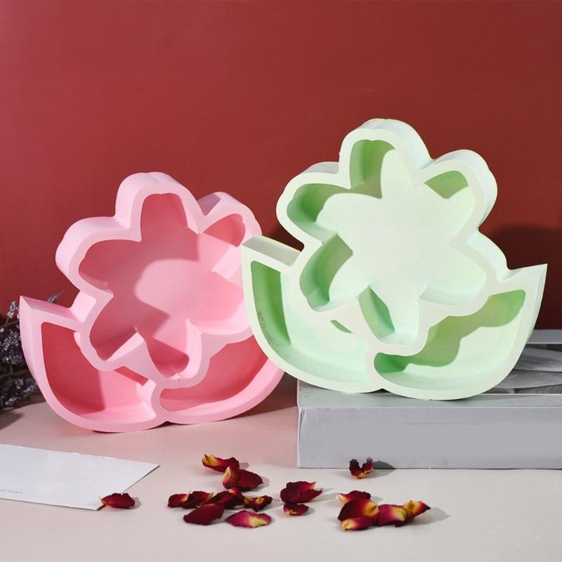 Flexible Sturdy Silicone Epoxy Resin Castes Mold Flower Shaped Tray Dishes Molds for Craft and Home Decoration