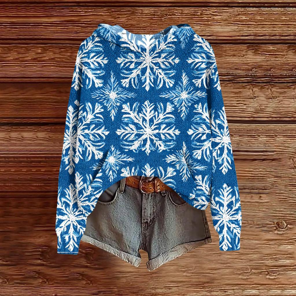 Ladies' Fashionable Printing Casual Hooded Long Sleeved Sweatshirt