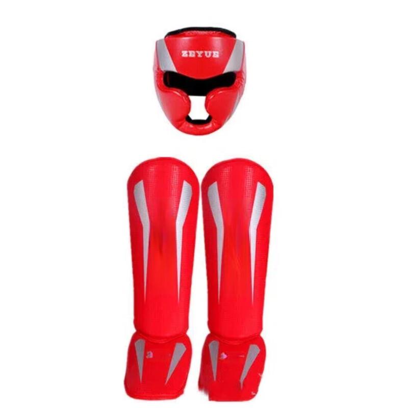 Junshi Boxing Muay Thai Headguard and Shin Guard Set
