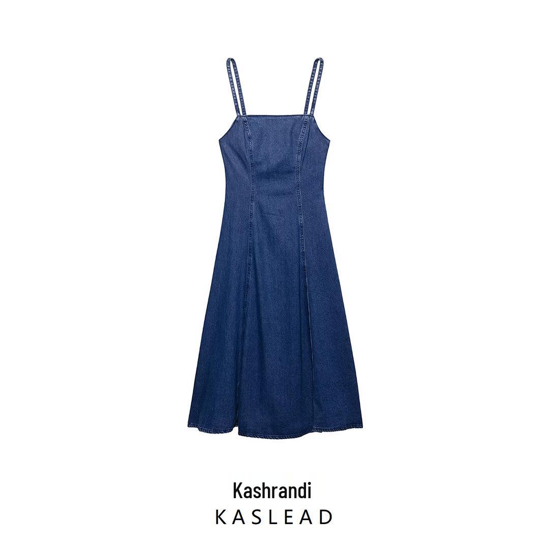 

Spring 2025 European & American Style Women s Fashion Denim Midi Dress Small