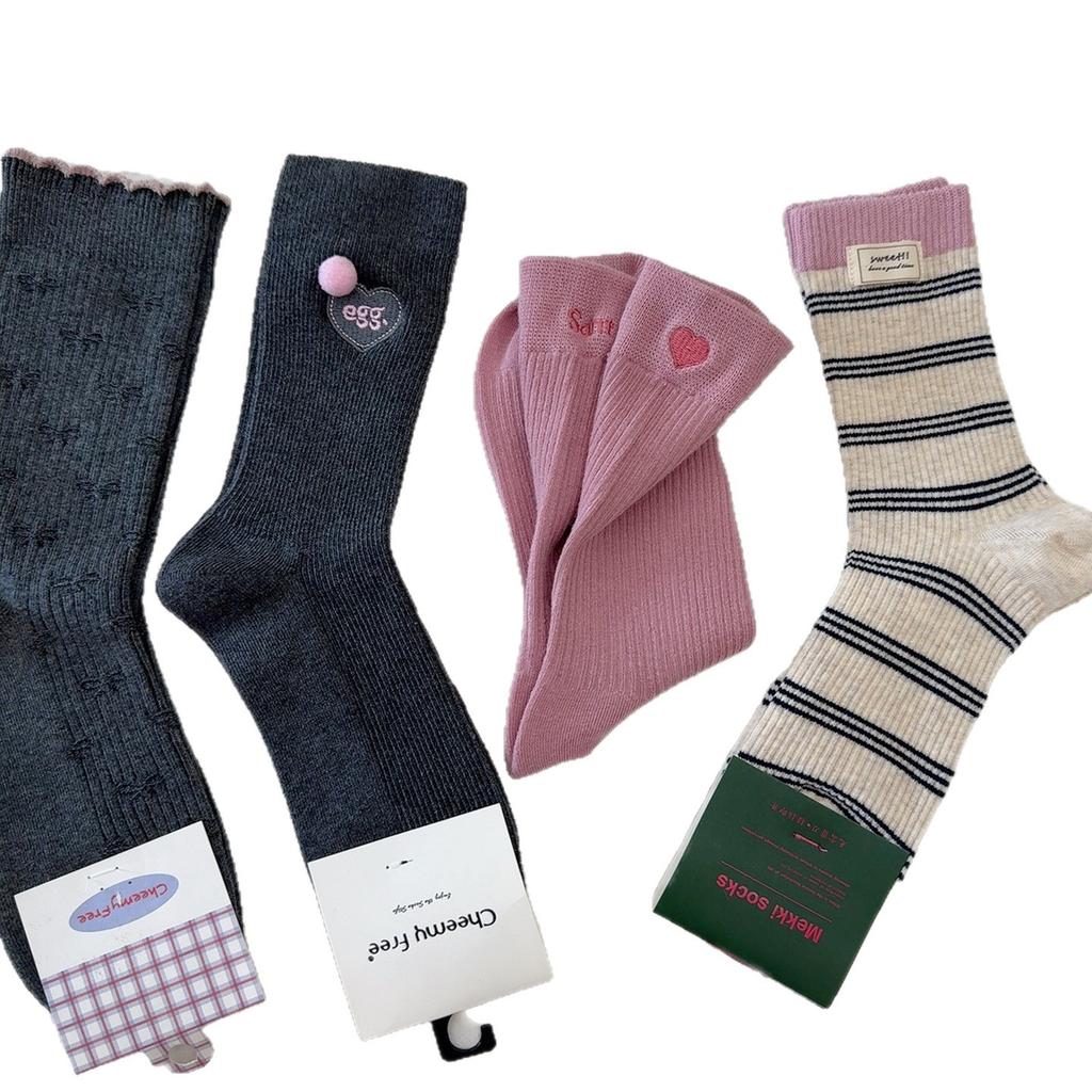 Contrasting Stripes, Color Matching, Revealing Cloth Label, Retro Micro-Press, Good-Looking, Mid-Tube Socks, Socks, Women Are Too Boneless